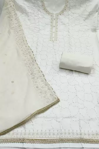 Off white color jam cotton fabric designer ethnic partywear suit