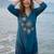 Teal women floral embroidered regular thread work kurta with trousers