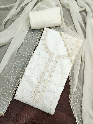 Off white color jam cotton fabric designer ethnic partywear suit 4