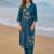 Teal women floral embroidered regular thread work kurta with trousers