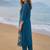 Teal women floral embroidered regular thread work kurta with trousers