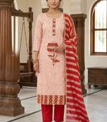 Red color jam cotton fabric designer ethnic partywear suit
