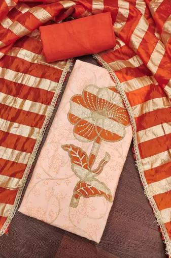 Red color jam cotton fabric designer ethnic partywear suit