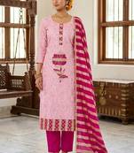 Pink color jam cotton fabric designer ethnic partywear suit