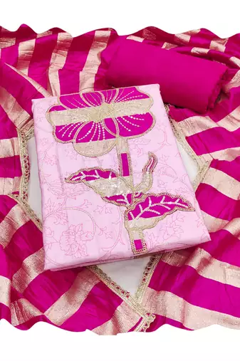 Pink color jam cotton fabric designer ethnic partywear suit