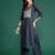 Grey floral printed straight kurta with trouser and dupatta