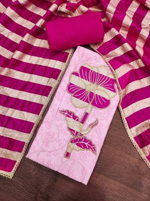 Pink color jam cotton fabric designer ethnic partywear suit 4