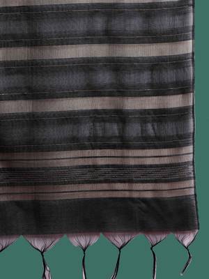 Black yoke design straight pure cotton zari kurta with trousers & dupatta 4