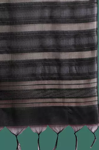Black yoke design straight pure cotton zari kurta with trousers & dupatta