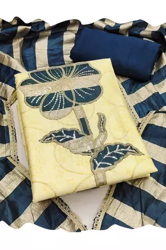 Cream color jam cotton fabric designer ethnic partywear suit