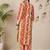 Red women printed regular pure cotton kurta with palazzos