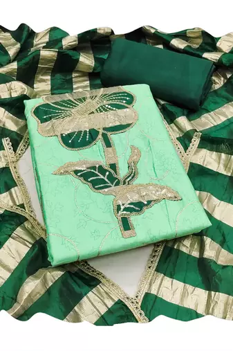 Green color jam cotton fabric designer ethnic partywear suit