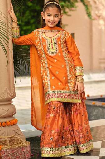 Orange chinon with embroidery