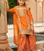 Orange chinon with embroidery