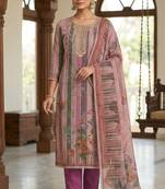 Purple color beautiful and ethnic partywear cotton linen simmer fabric suit