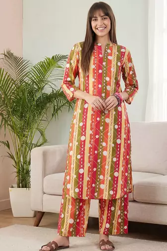 Multicolor women ethnic motifs printed regular kurta with palazzos