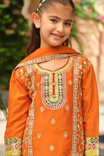 Orange chinon with embroidery