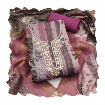 Purple color beautiful and ethnic partywear cotton linen simmer fabric suit 2