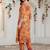 Orange women floral printed regular kurta with trousers