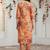 Orange women floral printed regular kurta with trousers