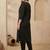Black women ethnic motifs embroidered regular thread work kurta with trousers