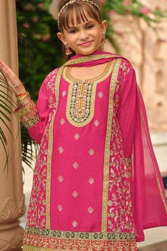 Pink chinon with embroidery