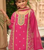 Pink chinon with embroidery