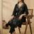 Black women ethnic motifs embroidered regular thread work kurta with trousers