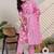 Pink women floral printed regular pure cotton kurta with trousers & with dupatta