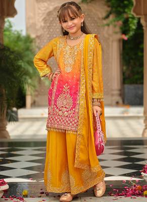 Yellow chinon with embroidery 1