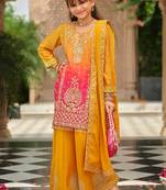 Yellow chinon with embroidery