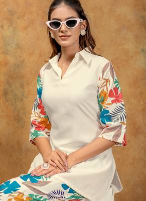Cotton soft floral printed kurti pant co-ord set 2