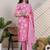 Pink women floral printed regular pure cotton kurta with trousers & with dupatta