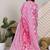 Pink women floral printed regular pure cotton kurta with trousers & with dupatta