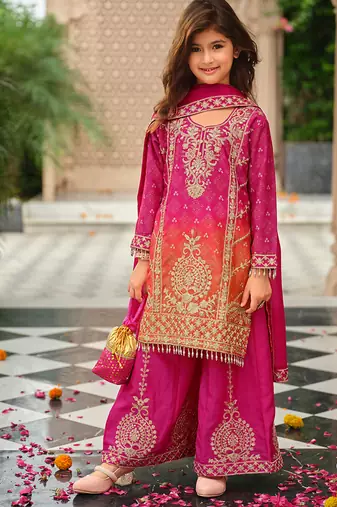 Pink chinon with embroidery