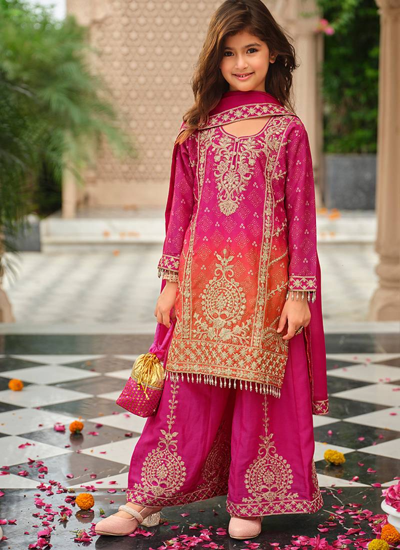 Pink chinon with embroidery
