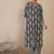 Black ethnic motifs printed v neck kurta with trousers