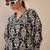 Black ethnic motifs printed v neck kurta with trousers