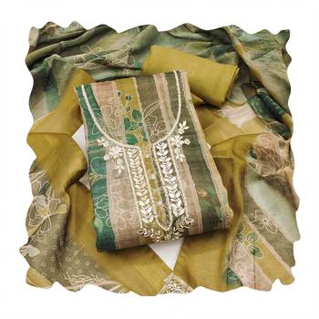 Mustard color beautiful and ethnic partywear cotton linen simmer fabric suit 2