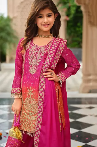 Pink chinon with embroidery