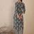 Black ethnic motifs printed v neck kurta with trousers