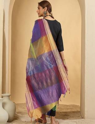Black women regular kurta with trousers & with dupatta 2