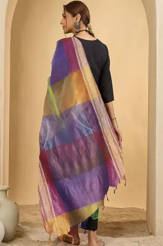 Black women regular kurta with trousers & with dupatta
