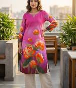 Pink women floral printed kurta