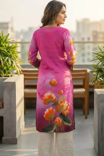 Pink women floral printed kurta