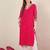 Pink women leheriya printed thread work straight kurta