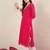 Pink women leheriya printed thread work straight kurta