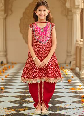 Red chinon with embroidery 2