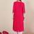 Pink women leheriya printed thread work straight kurta