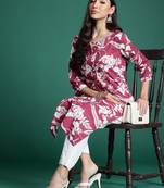 Pink floral printed pure cotton kurta